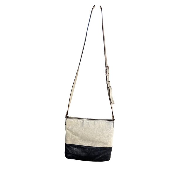 Kate Spade Two-Tone Pebbled Leather Crossbody Bag Adjustable Strap Cream & Black - Picture 3 of 12